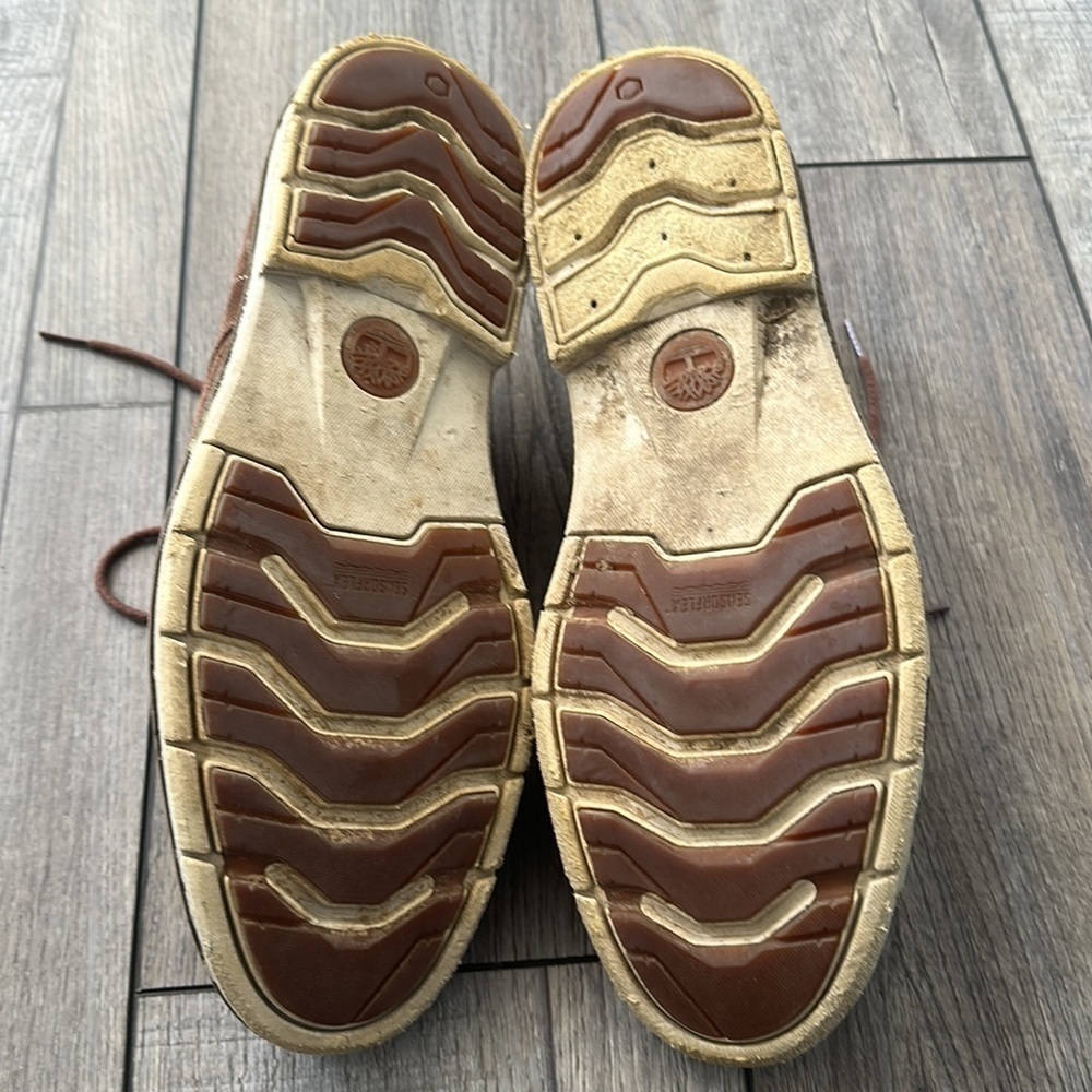 Timberland brown tan soft suede lace up oxfords with sensorflex 9.5 - Picture 6 of 7